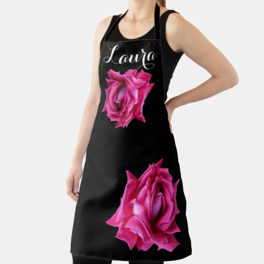  Laura naam hete roze roos bloemenboho Schort (Insitu)