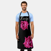  Laura naam hete roze roos bloemenboho Schort (Gedragen)