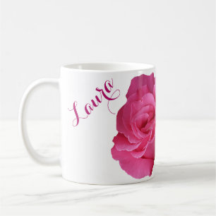  Laura naam  roze roos bloemen Koffiemok