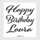 Laura Nom Prénom Anniversaire de Black Sticker (Feuille)