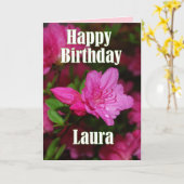 Laura Pink Azalea Happy Birthday Kaart (Gele Bloem)