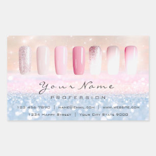 Laurane Nails Art Pink Rose Blush Glitter Blue Rechthoekige Sticker