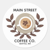 Laurel and Coffee Cup Small Business Sticker (Voorkant)