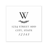 Laurel Branch Initiaal Bruiloft Retouradres Zelfinktende Stempel (Design)