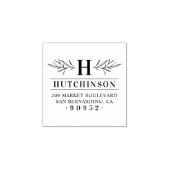 Laurel Branch Monogram Achternaam Retouradres Rubberstempel (Afrduk)