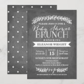 Laurel Brunch Blanc | Invitation Baby shower (Devant / Derrière)