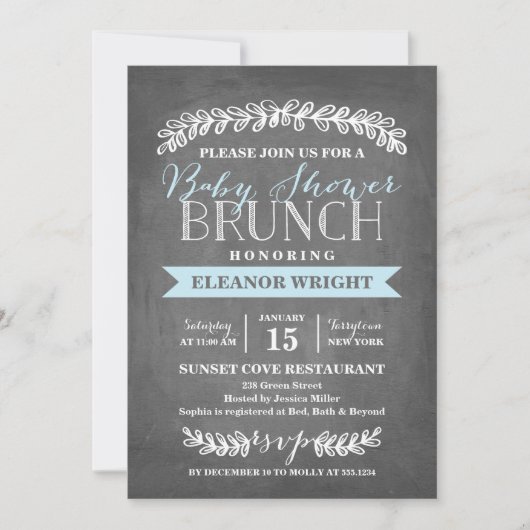 Laurel Brunch| Invitation Baby shower (Devant)