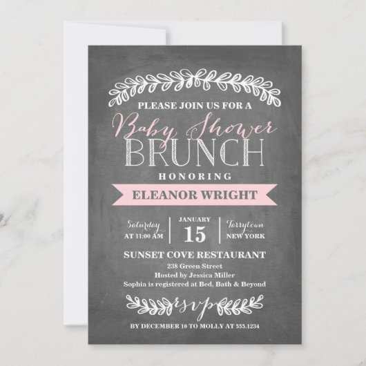 Laurel Brunch | Invitation baby shower (Devant)