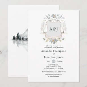Laurel Crest Monogram Meren Engagement Party Kaart