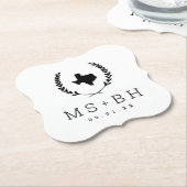 Laurel Crest Texas Wedding Monogram Kartonnen Onderzetters (Gekanteld)