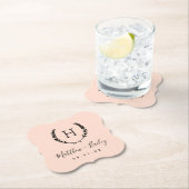 Laurel Crest Wedding Monogram | Blush Kartonnen Onderzetters (Insitu)