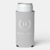 Laurel Crest Wedding Monogram | Grijs (Seltzer Voorkant)