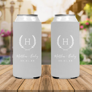 Laurel Crest Wedding Monogram Grijs
