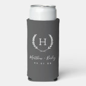 Laurel Crest Wedding Monogram | Koolstof (Seltzer Voorkant)