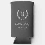 Laurel Crest Wedding Monogram | Koolstof (Voorkant)