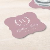 Laurel Crest Wedding Monogram | Mauve Kartonnen Onderzetters (Gekanteld)