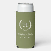 Laurel Crest Wedding Monogram | Olijfgroen (Seltzer Voorkant)