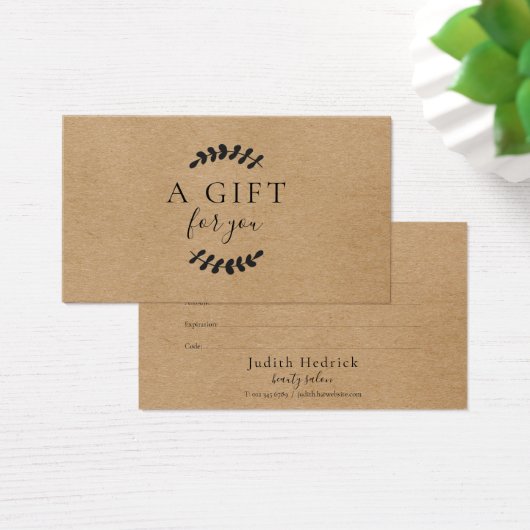 Laurel Feuille Rustic Kraft Certificat cadeau (Bureau)