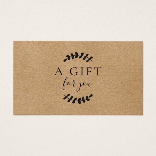 Laurel Feuille Rustic Kraft Certificat cadeau (Devant)