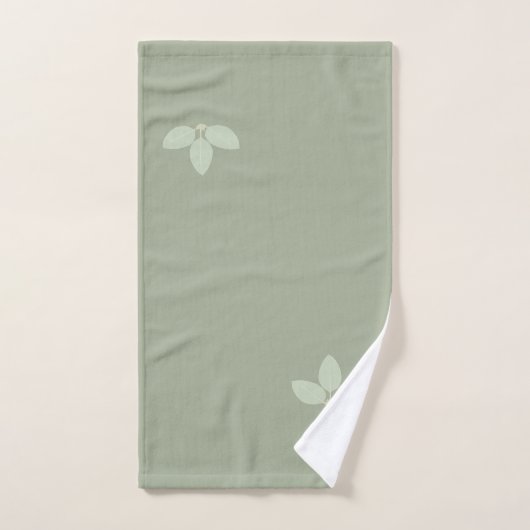Laurel Feuilles & Monogram sur Sage Ensemble de se (Serviette à main)