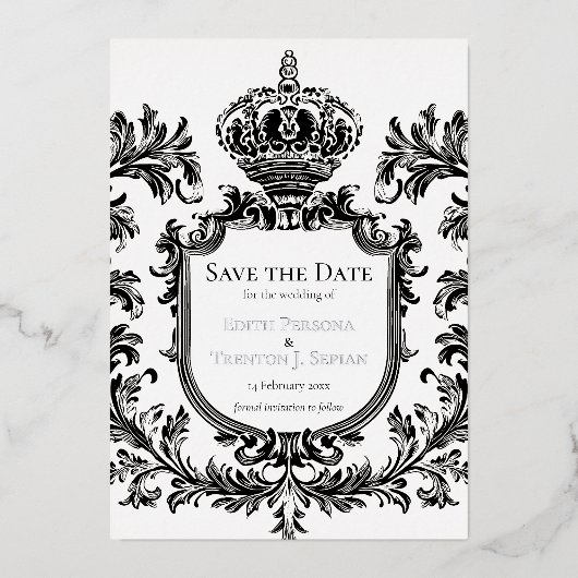  Laurel & Filigree, bruiloft, Folie Uitnodiging (Voorkant)