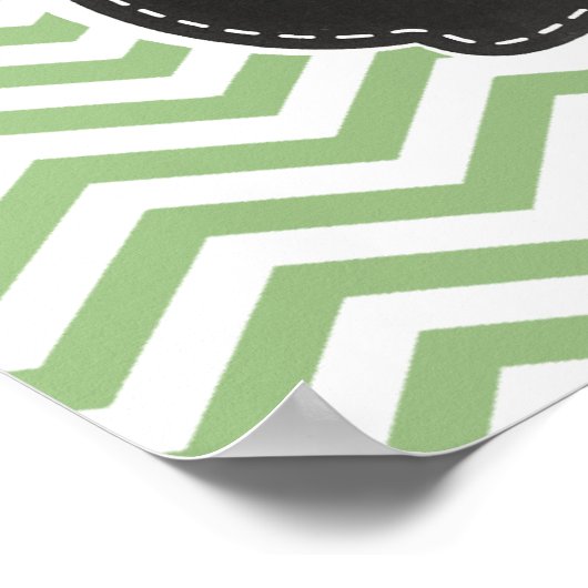 Laurel Green Chevron Stripes; alkboard er uitzien Poster (Hoek)