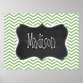 Laurel Green Chevron Stripes; alkboard er uitzien Poster (Voorkant)