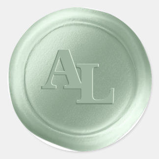 Laurel Green Wax Seal Monogram Bruiloft Stickers