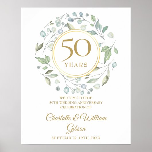 Laurel Greenery Affiche de bienvenue du 50e annive (Devant)