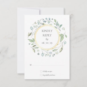 Laurel Greenery Aquarelle Garland Wedding RSVP