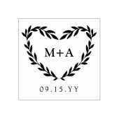 Laurel Heart Wreath Initialen & huwelijksdatum Rubberstempel (Afrduk)