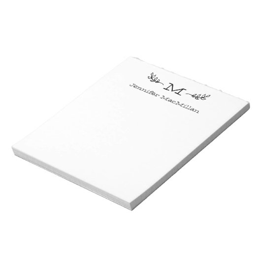 Laurel Initiaal Monogram Persoonlijk Wit Notitieblok (Gedraaid)