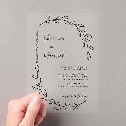 Laurel krans bruiloft acryl uitnodigingen (Insitu (Draagbaar))