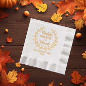 Laurel krans dankbaar en gezegend familie folie servetten