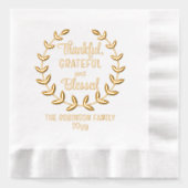 Laurel krans dankbaar en gezegend familie folie servetten (Voorkant)