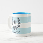 Laurel krans met bijenembleem uit de napoleontisch tweekleurige koffiemok (Voorkant links)