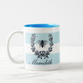 Laurel krans met bijenembleem uit de napoleontisch tweekleurige koffiemok (Links)