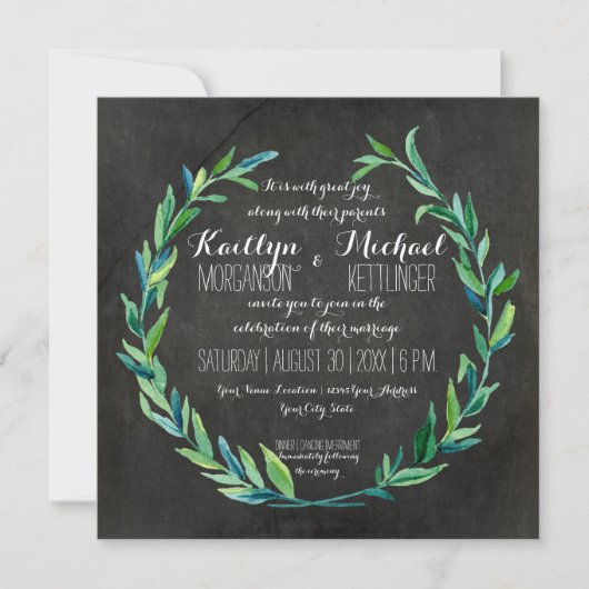 Laurel Krans Olive Leaf Branch Krijtbord Plein Kaart (Voorkant)
