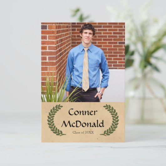Laurel Leaf - 3x5 Afstuderen aankondiging (Staand voorkant)