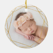 Laurel Leaf Baby's eerste kerstfoto Keramisch Ornament (Achterkant)