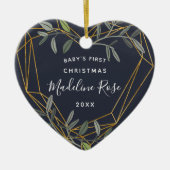 Laurel Leaf Baby's eerste kerstfoto Keramisch Ornament (Voorkant)