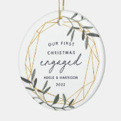 Laurel Leaf First Engaged Kerstmis Keramisch Ornament (Links)