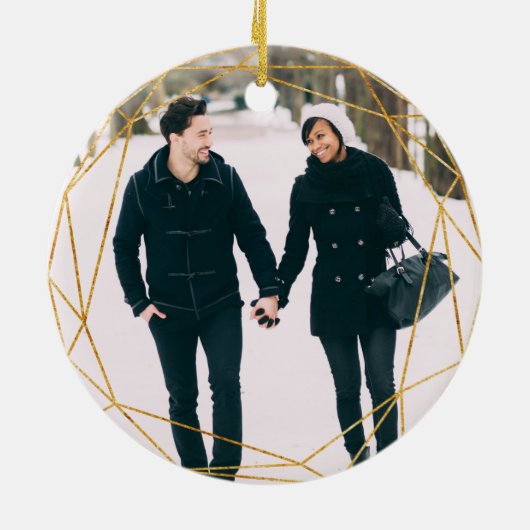 Laurel Leaf First Engaged Kerstmis Keramisch Ornament (Achterkant)