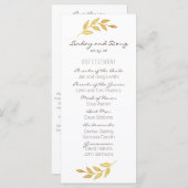 Laurel Leaf Gold Wedding Programme (Devant / Derrière)