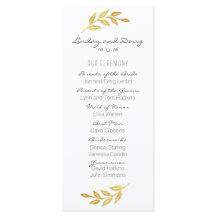 Laurel Leaf Gold Wedding Programme