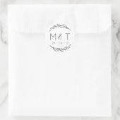 Laurel Leaf Initialen & Datum Bruiloft Stickers (Tas)