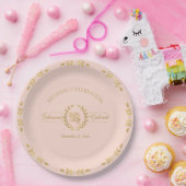 Laurel Leaf Krans Bruiloft Viering Blush Goud Papieren Bordje (Feest)