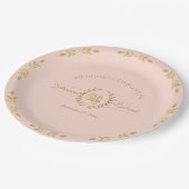 Laurel Leaf Krans Bruiloft Viering Blush Goud Papieren Bordje (Gekanteld)
