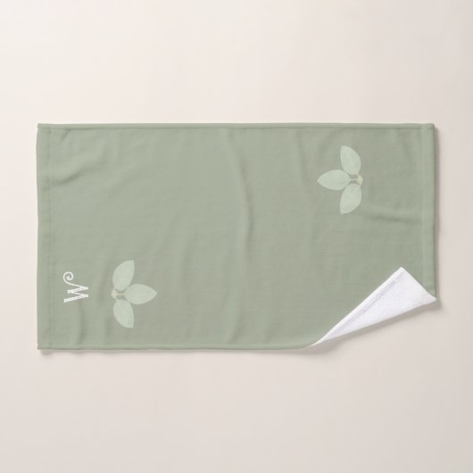 Laurel Leaves & Monogram op Sage Badhanddoek Set Bad Handdoek (Handdoek)