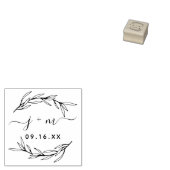 Laurel Leaves Script Initialen Wedding Rubberstempel (Gestempeld)